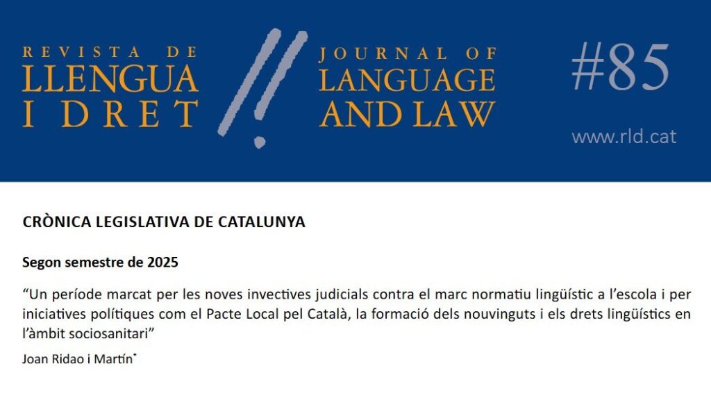 CRÒNICA LEGISLATIVA DE CATALUNYA